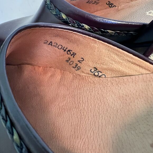 Evans Braid Hand Turned Sz 8 Leather Slippers Burgandy Vintage 1960 - Picture 11 of 11